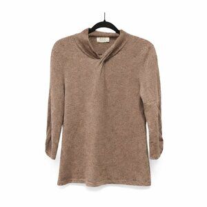 Nordstrom 100% Cashmere Brown Sweater Womens S 3/4 Length Sleeve Cozy Cabin